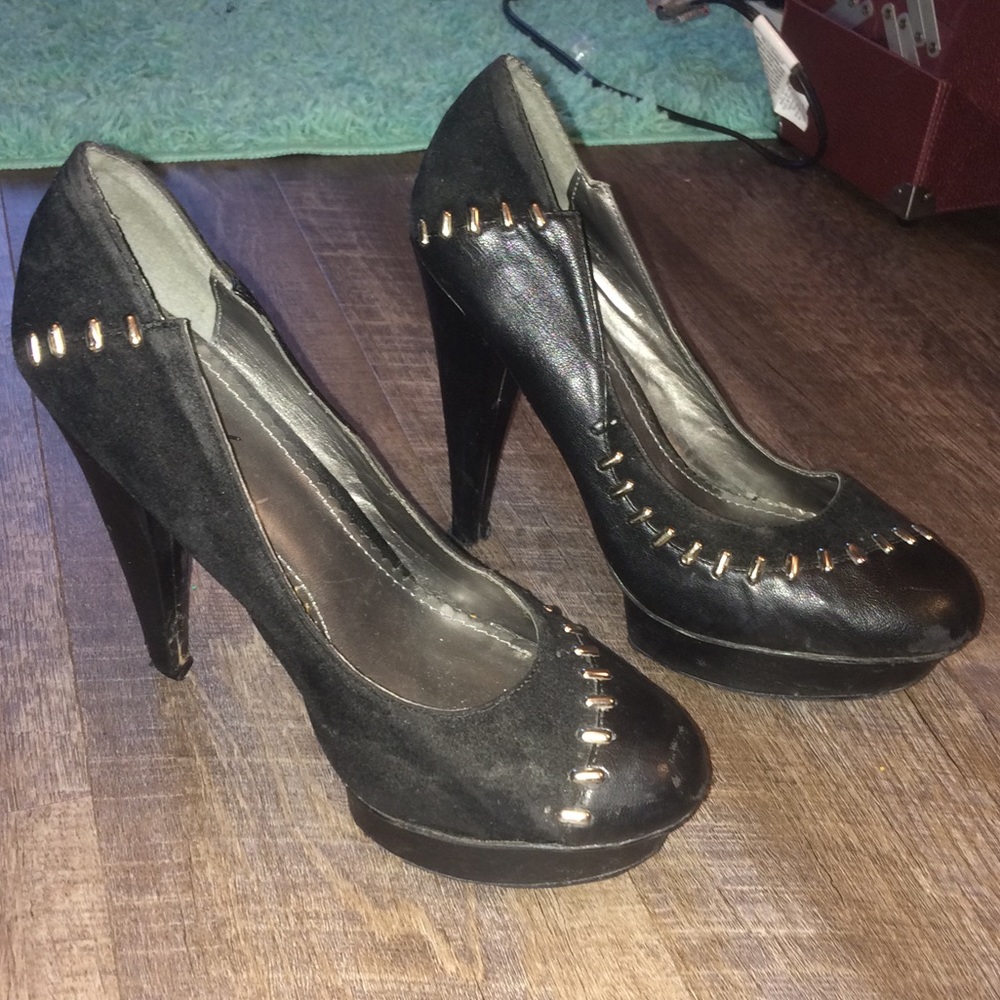 Black studded high heels